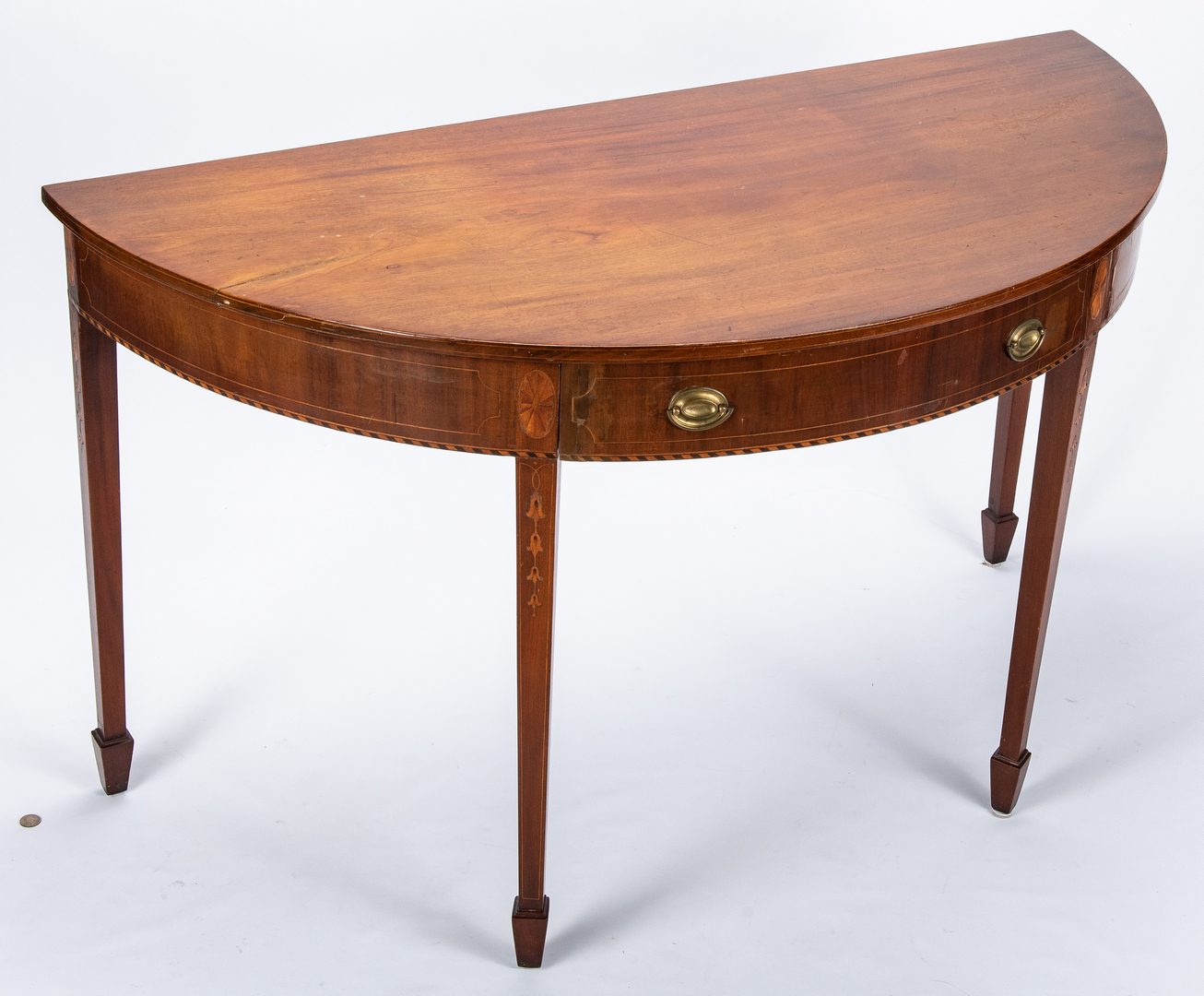 Lot 236: Neoclassical Inlaid Demilune Table