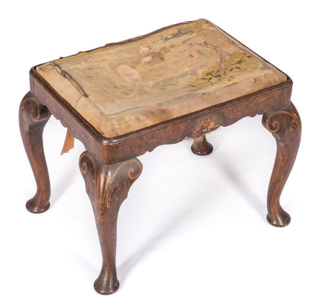 Lot 237: Continental Stool with Tapestry Seat