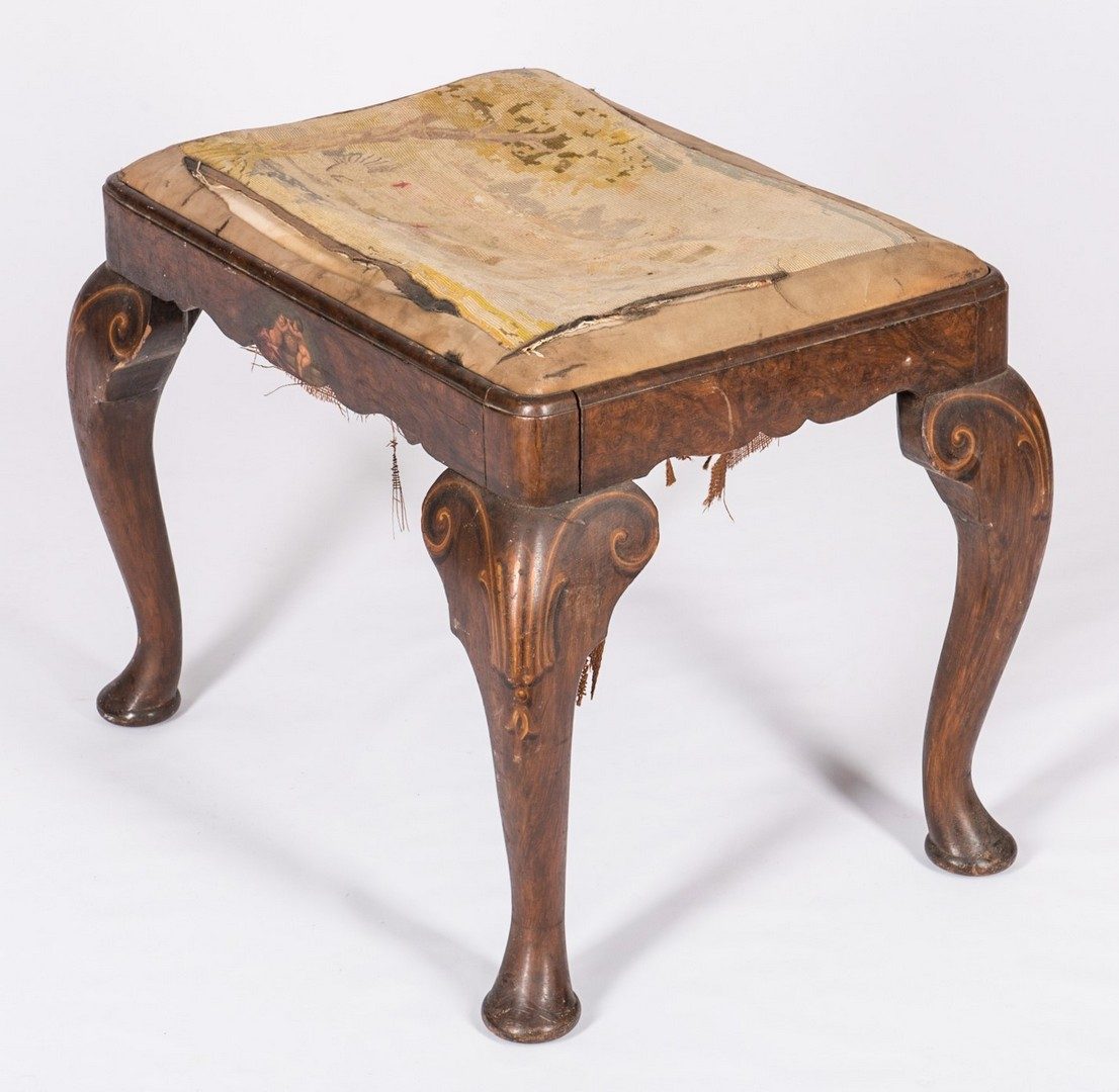 Lot 237: Continental Stool with Tapestry Seat
