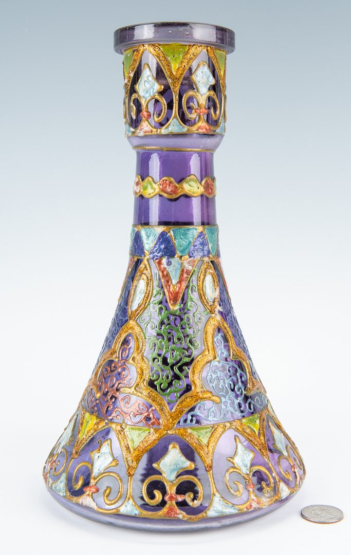 Lot 246: Enameled Moorish Style Art Glass Vase
