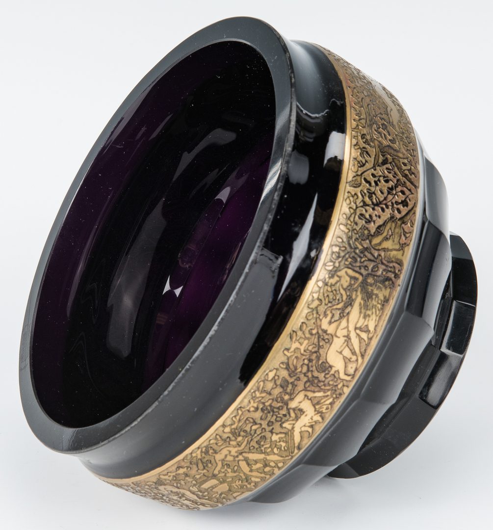 Lot 247: Moser Style Amethyst & Gold Encrusted Bowl