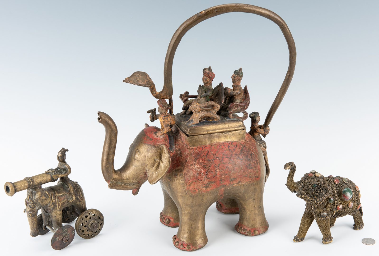 Lot 25: 3 Asian Elephant Figurals, inc. Bronze