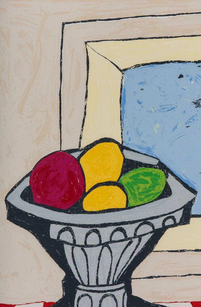 Lot 273: 2 Kurt Vonnegut Serigraphs, Bowl of Fruit & Flowers in Vase