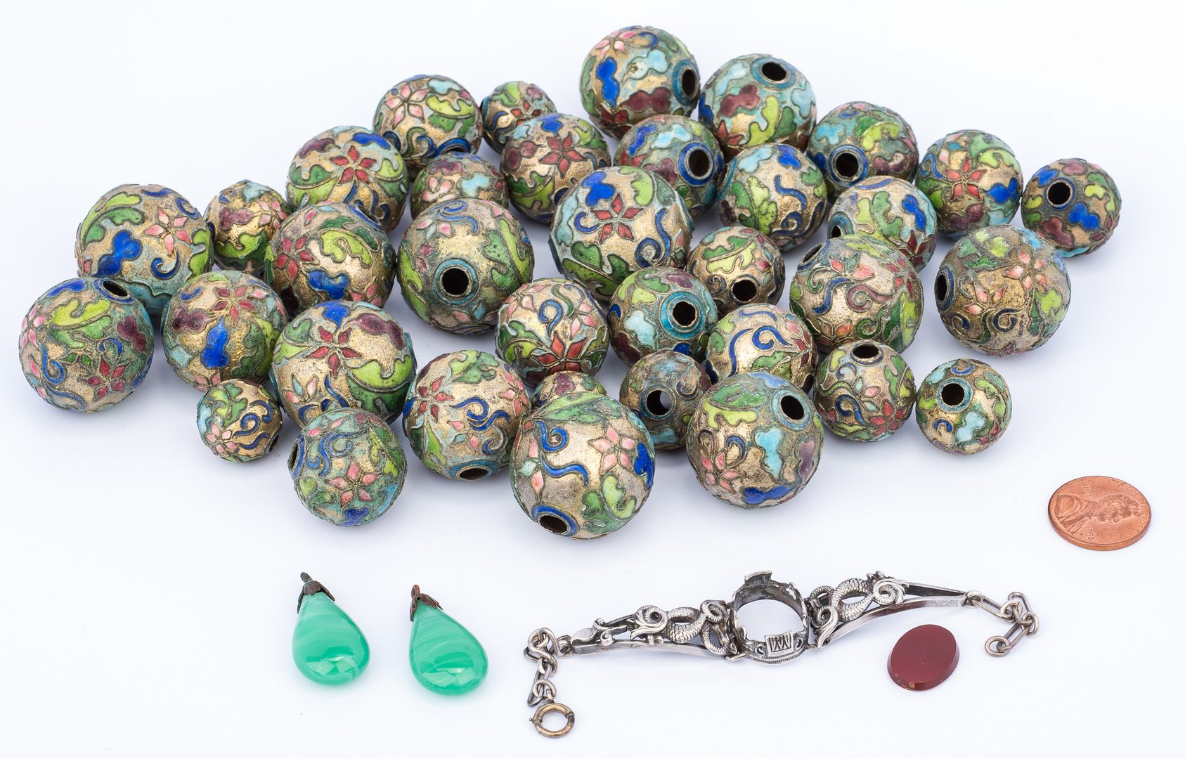 Lot 27: 3 Asian Jewelry Items, inc. Cloisonne Beads