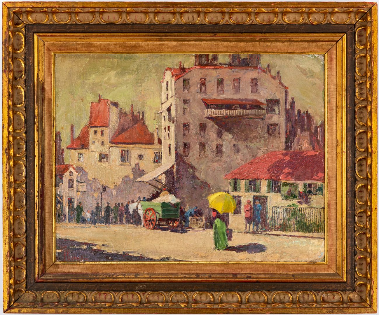 Lot 287: Arthur Emil Regnas Oil on Canvas Street Scene