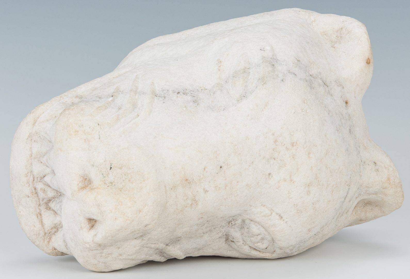 Lot 312: Tim Lewis Limestone Lion Head Carving