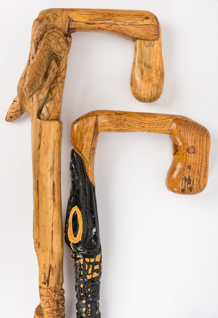 Lot 315: Six Folk Art Carved Walking Sticks, inc. Hargis