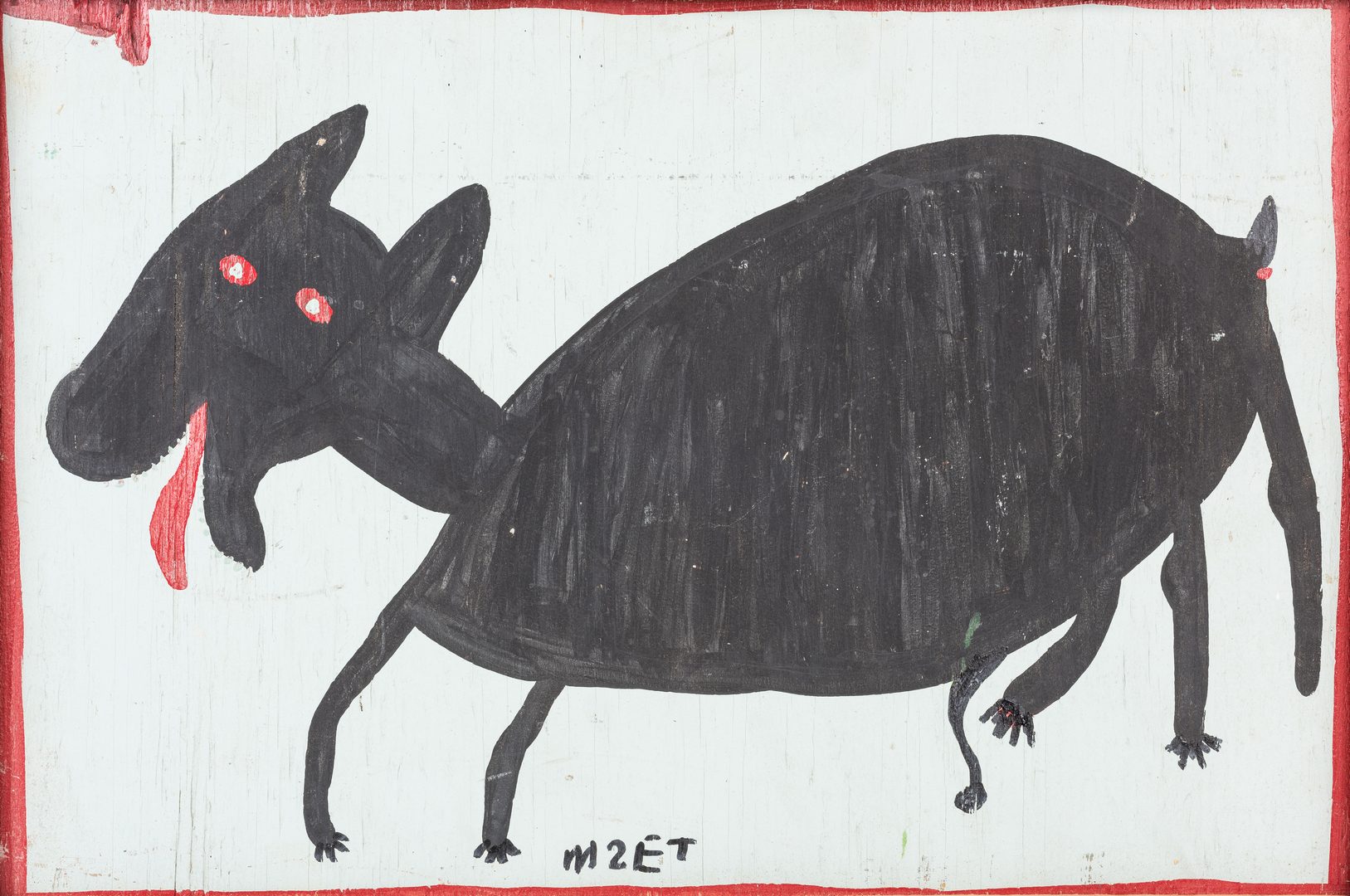 Lot 321: Mose Tolliver Folk Art Dog Painting