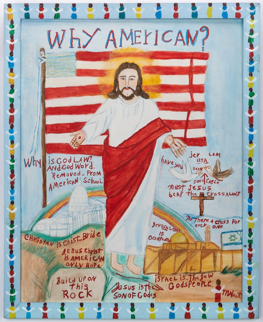 Lot 325: Myrtice West Folk Art Painting, Why American?