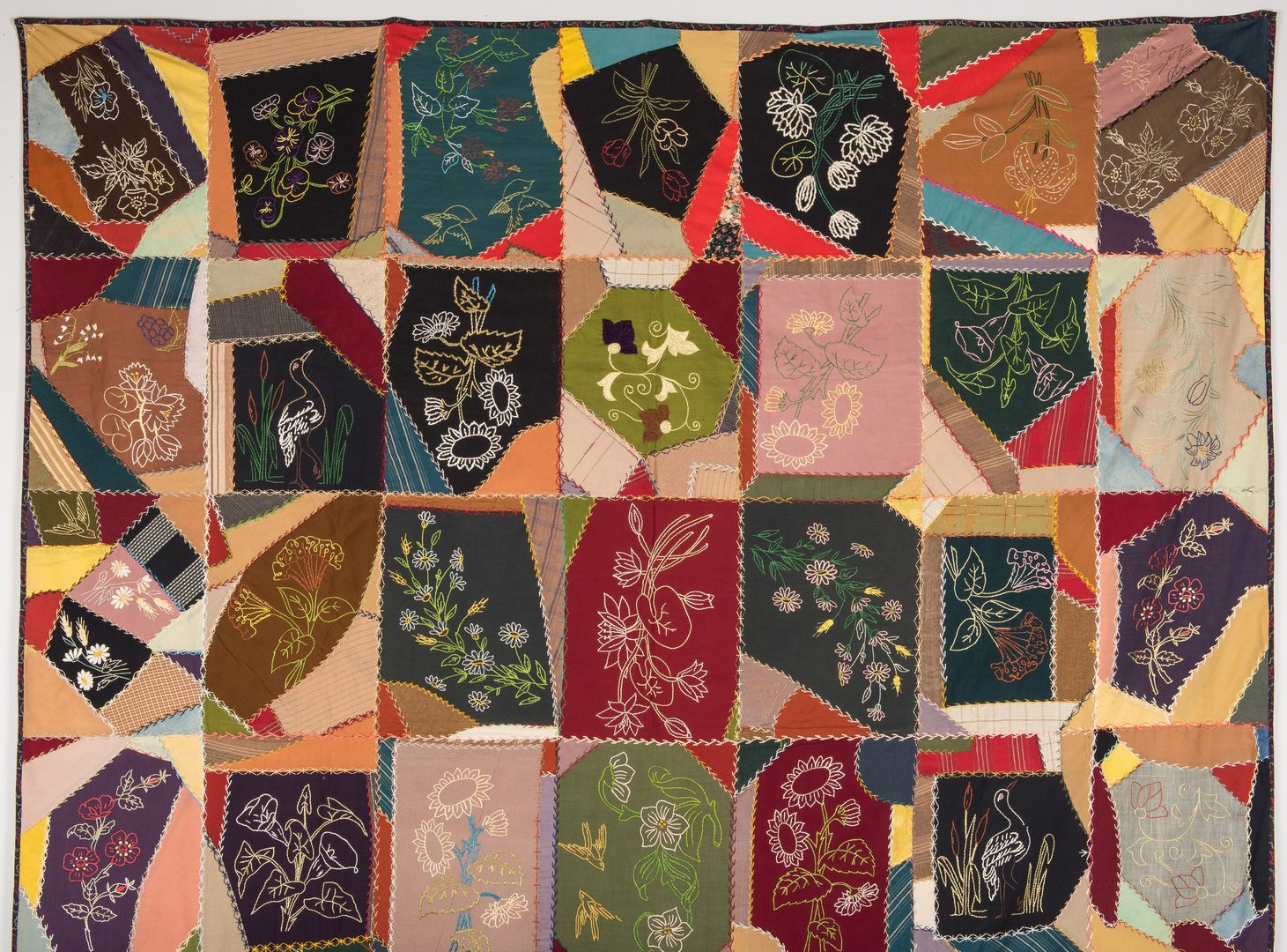 Lot 339: Pair Crazy Quilts, Early 20th C