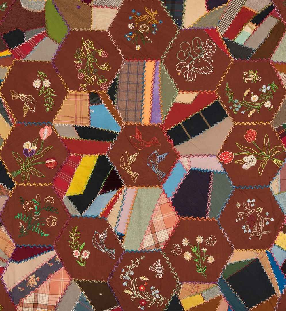 Lot 339: Pair Crazy Quilts, Early 20th C