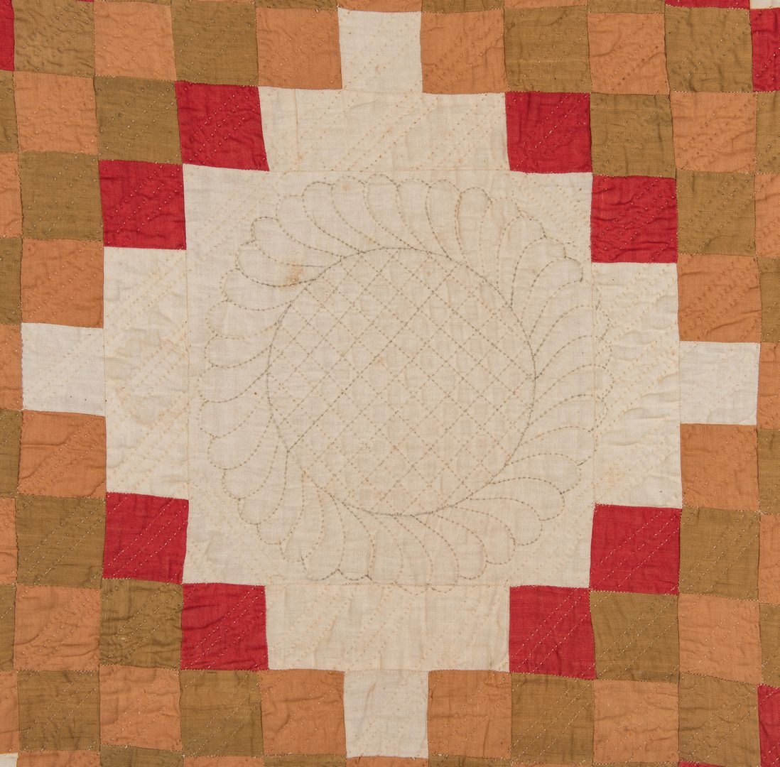 Lot 341: 2 American Quilts, Oak Leaf and Log Cabin