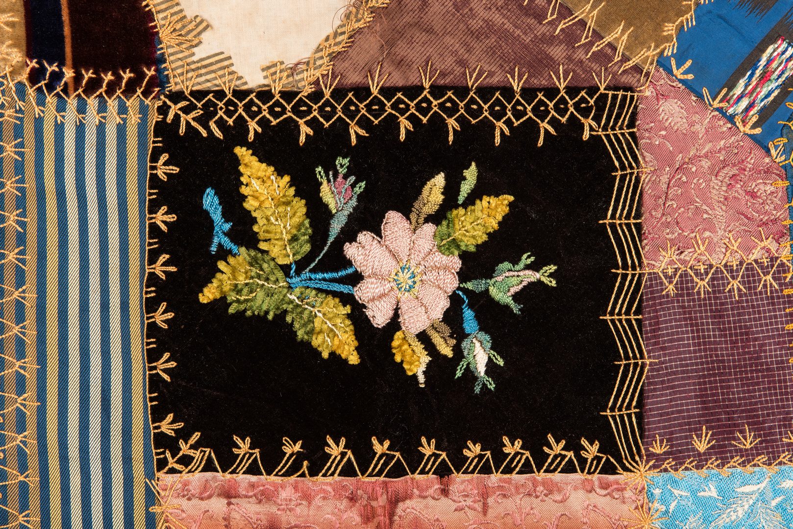 Lot 342: Signed and Dated Crazy Quilt