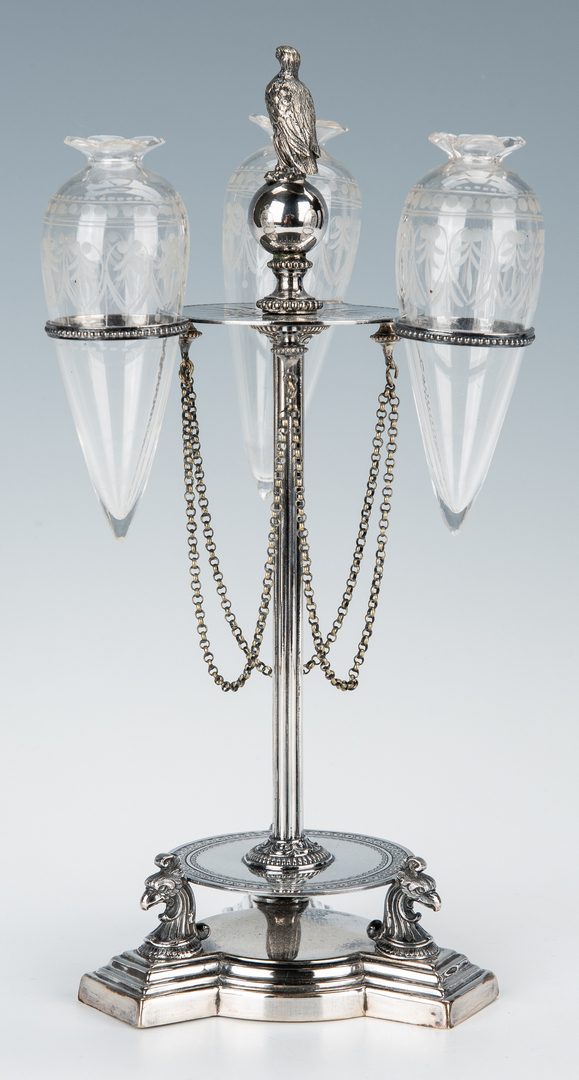 Lot 353: 19th c English Silver/Glass Flower Holder