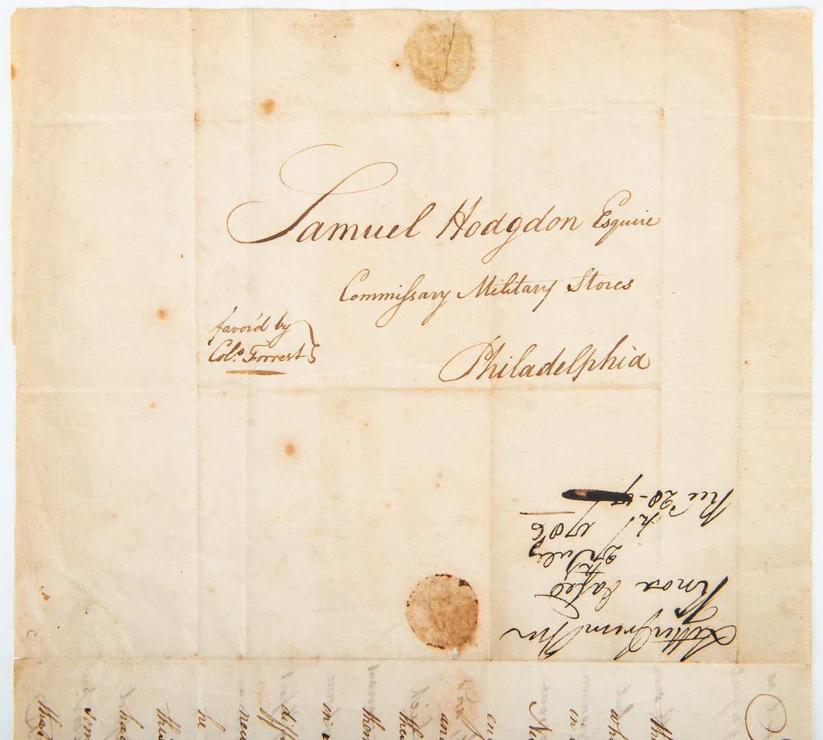 Lot 358: William Knox ALS to Samuel Hodgdson, 1786