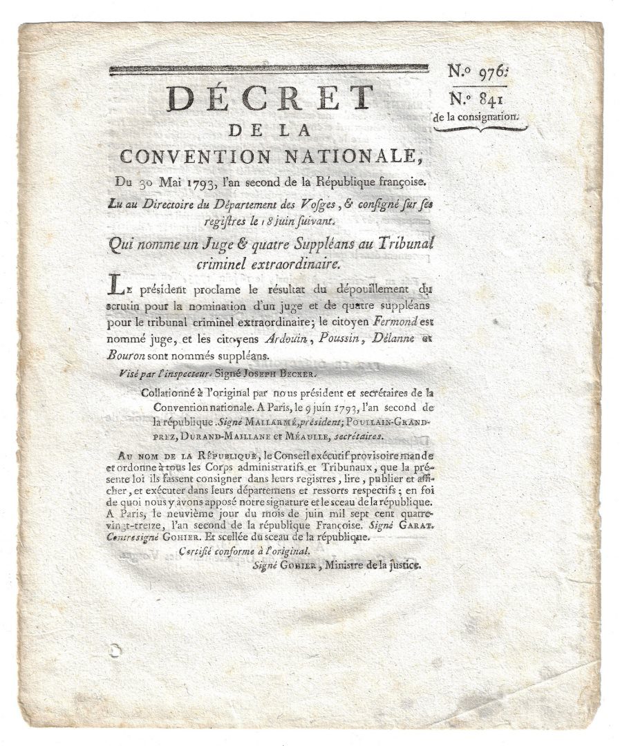 Lot 367: 7 French Documents, inc. Revolution Era Decrees