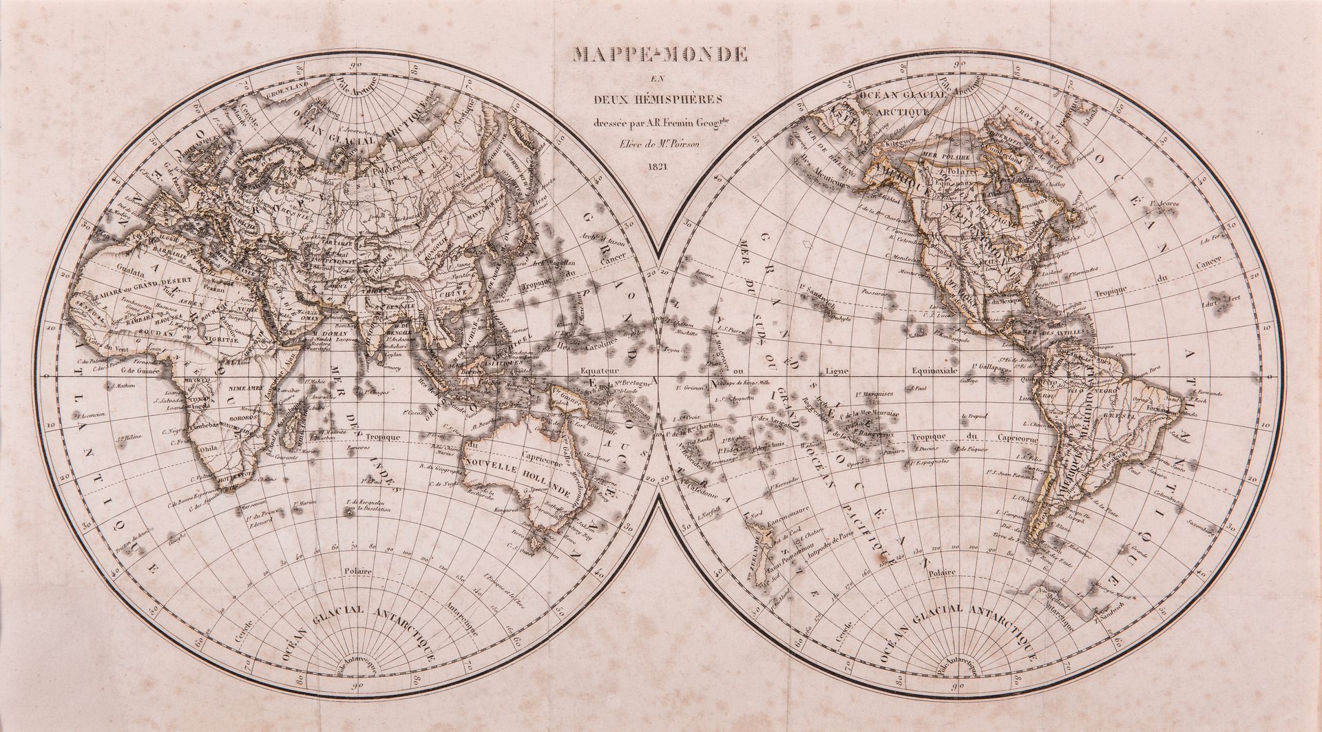 Lot 368: Mappe-Monde en Deux Hemispheres, Poirson/Fremin, 1821