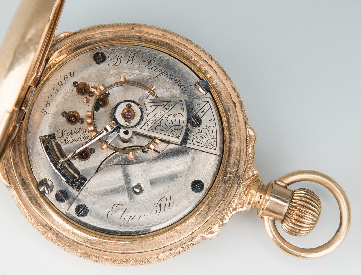 Lot 38: 10K Masonic enamel pendant w/ Elgin pocket watch, 2 items