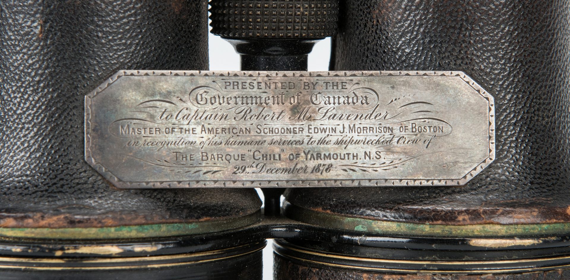 Lot 399: Binoculars Awarded to Captain Robert M. Lavender, Boston, MA, 1878