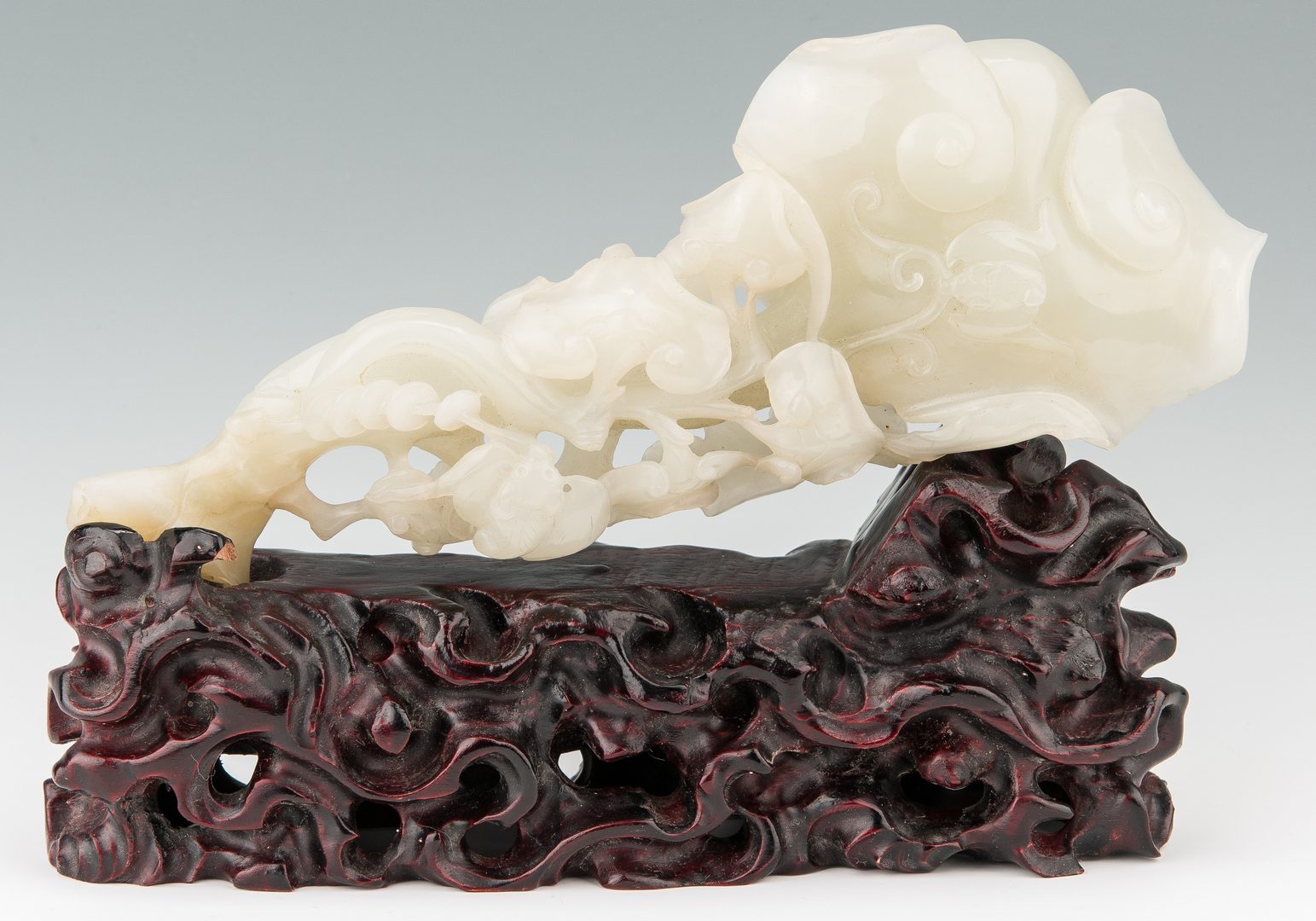 Lot 3: Chinese White Jade Sculpture w/ Stand