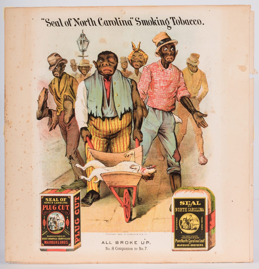 Lot 408: Seal of NC Smoking Tobacco Black Americana Advertising Lithograph