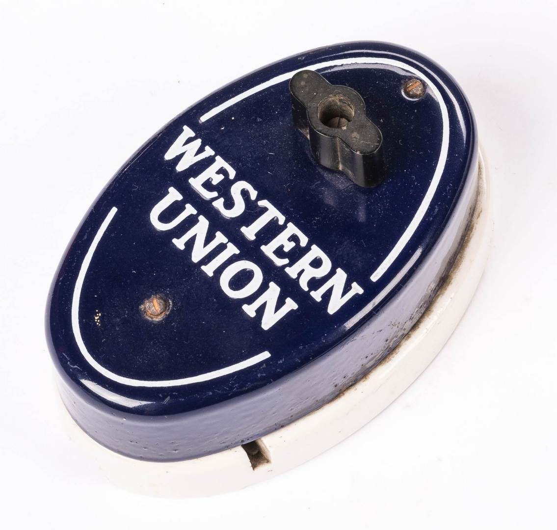 Lot 416: Western Union Telegraph Call Box w/ Sign and Assorted Papers & Books, inc. "Teletype"