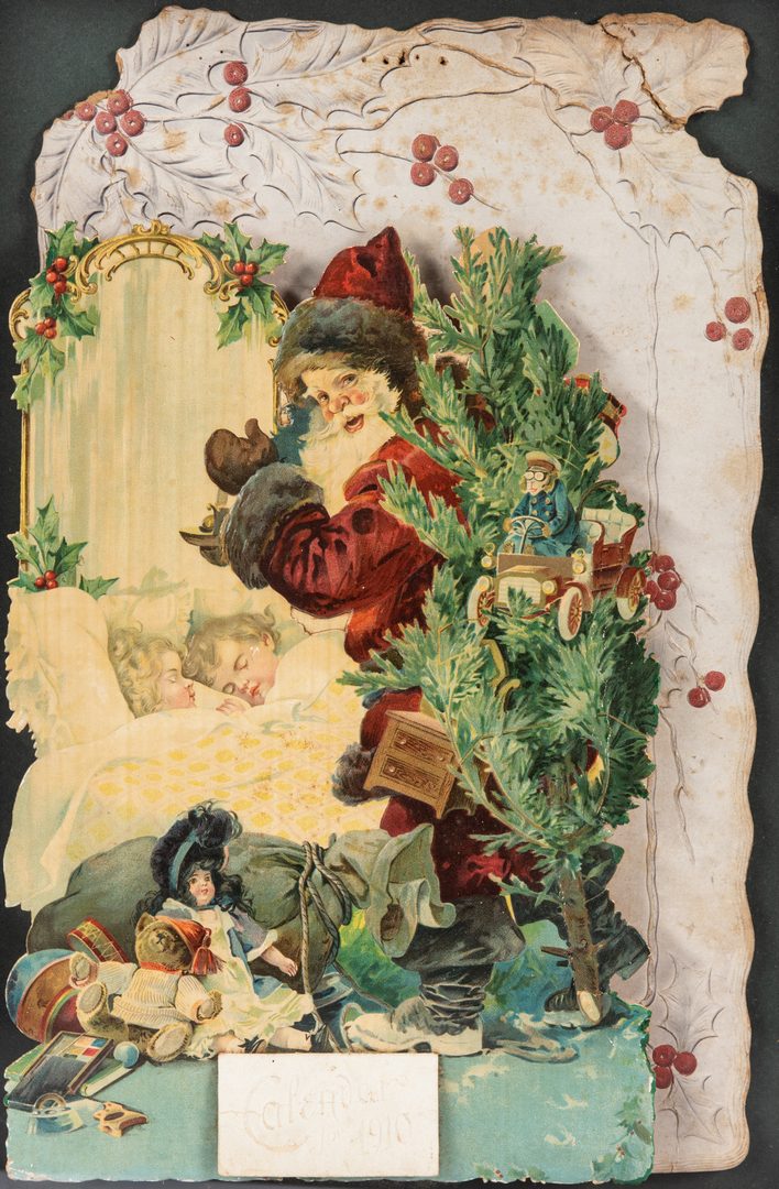 Lot 422: 6 Christmas Related Items, inc. Dresden Brass Wreath