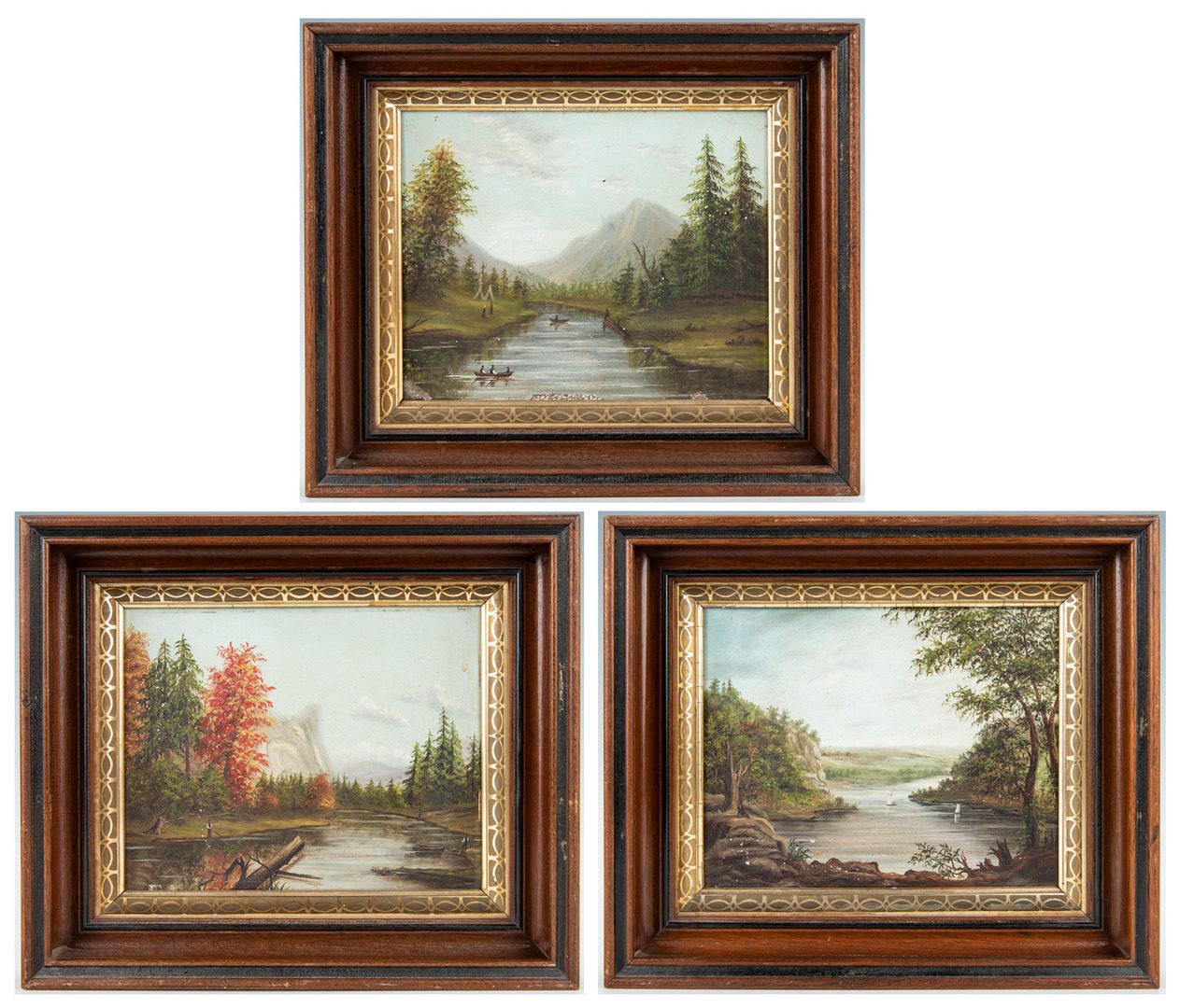 Lot 59: 3 Small Hudson River Style Paintings