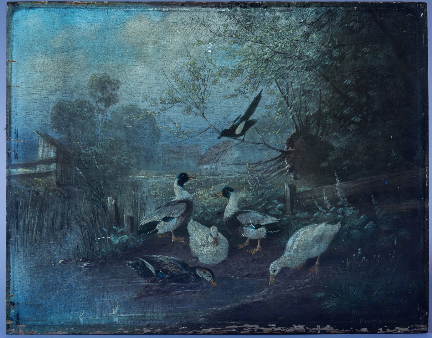 Lot 62: Otto Scheuerer Oil Painting of Ducks