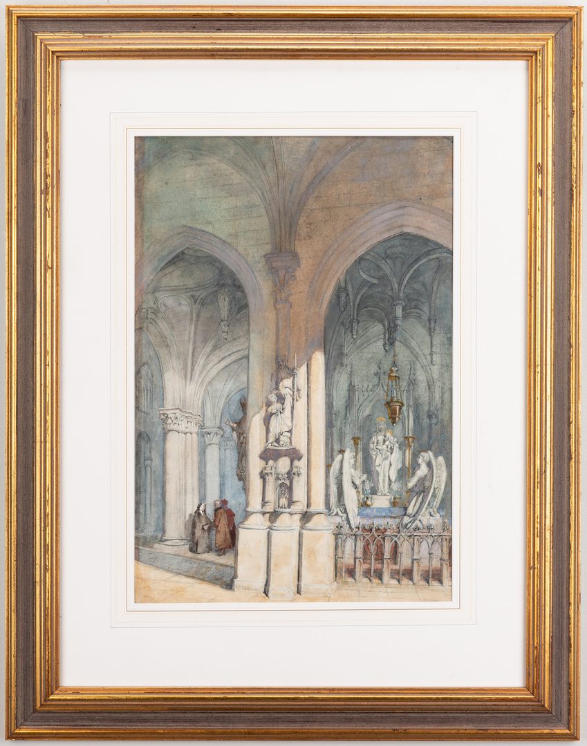 Lot 66: Alfred Conrade Cathedral Scene Watercolor