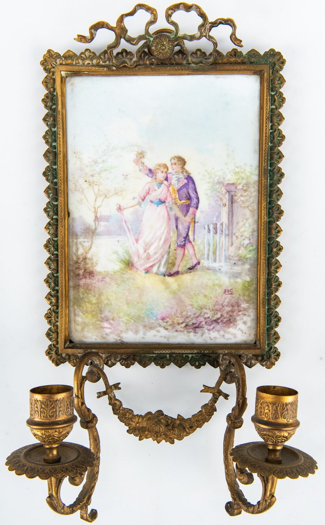 Lot 77: Pr. Miniature Portraits and French Sconce
