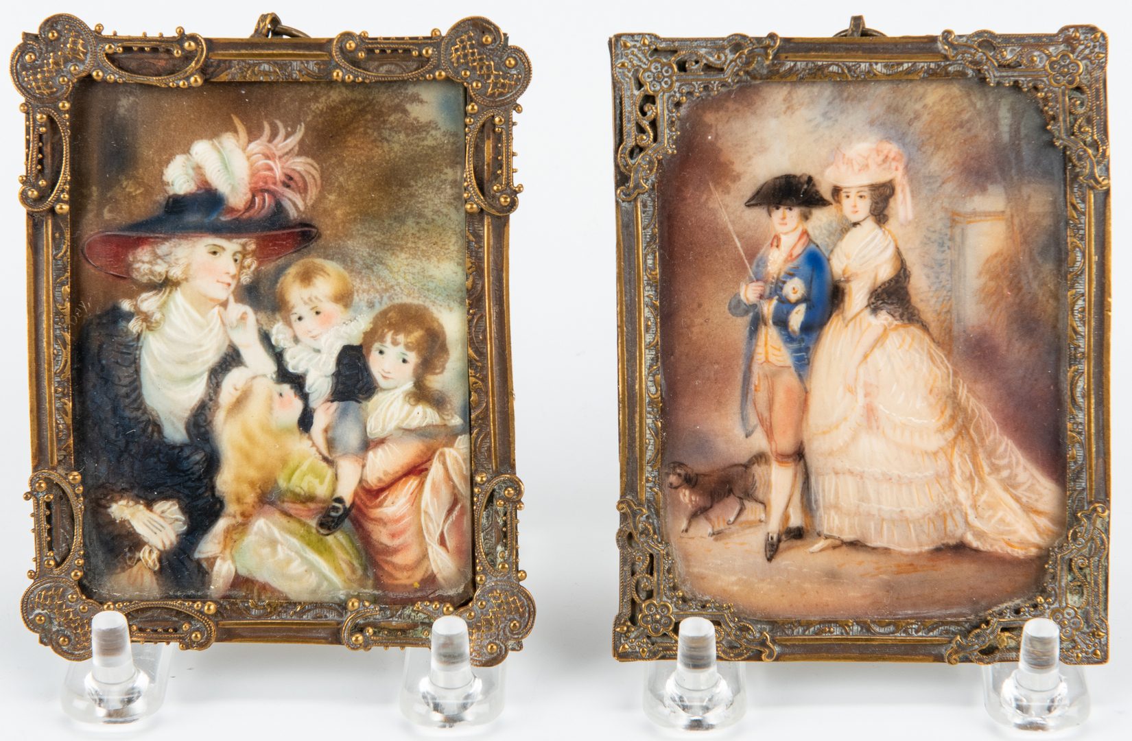 Lot 77: Pr. Miniature Portraits and French Sconce