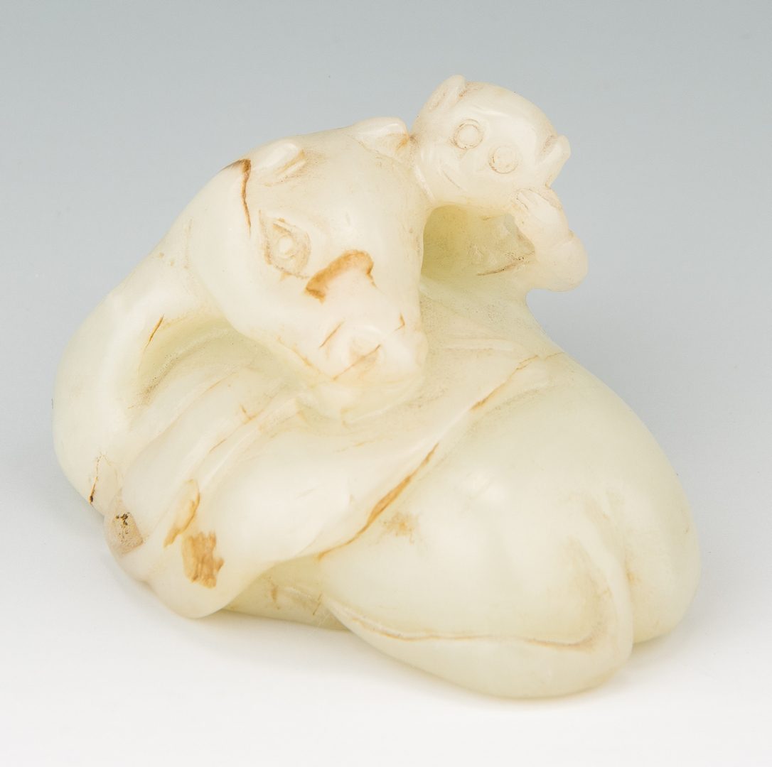 Lot 7: Chinese Qing Celadon Jade Carved Horse Figural
