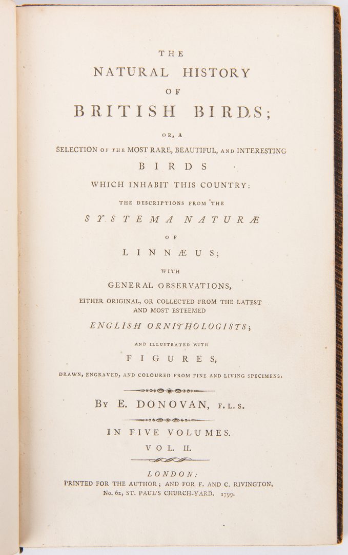 Lot 86: Donovan's Natural History of Birds, 5 Vols.