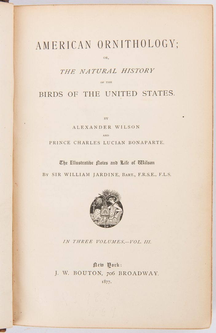 Lot 90: Wilson & Bonaparte, American Ornithology, Vol. I-III, 1877