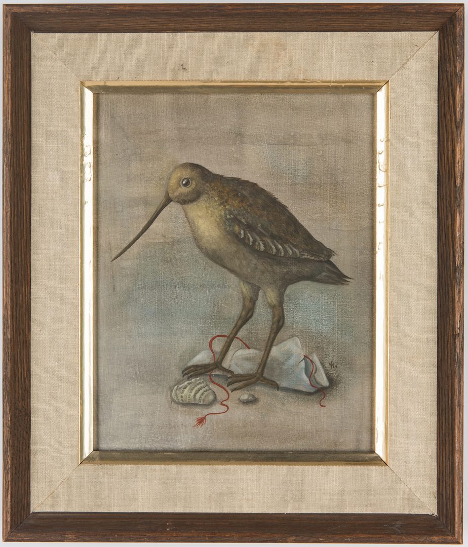 Lot 107: Werner Wildner painting, Bird and Shells