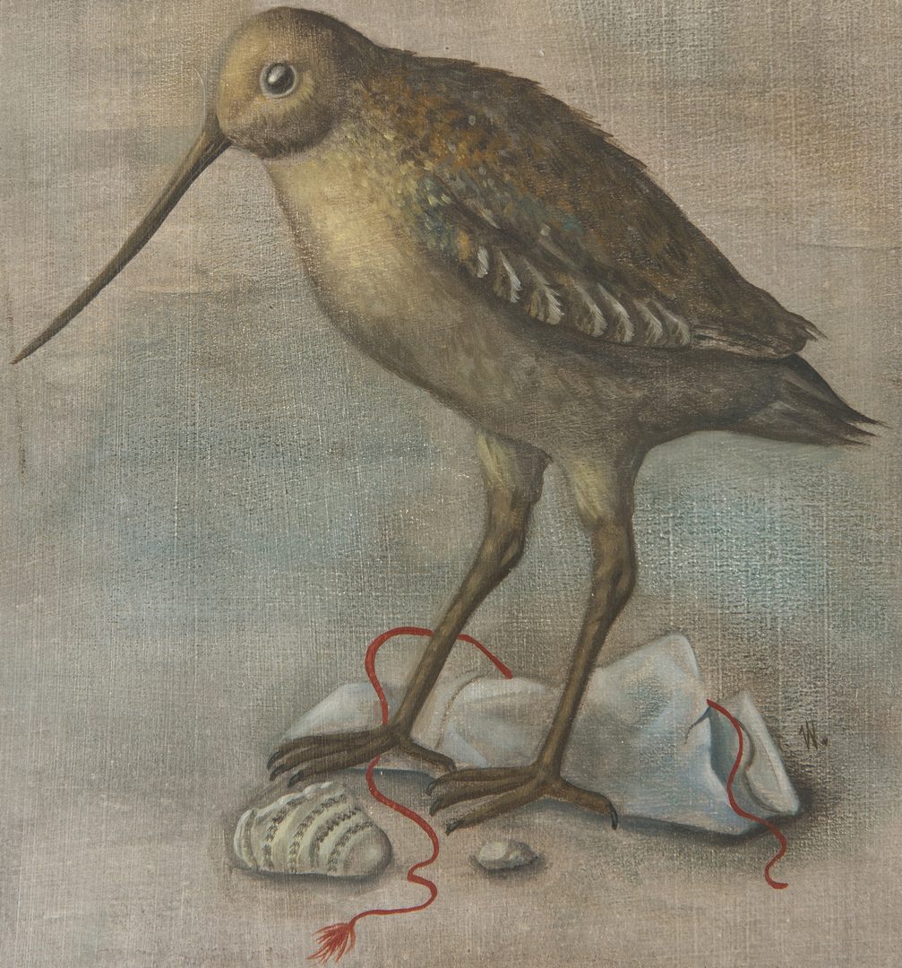 Lot 107: Werner Wildner painting, Bird and Shells