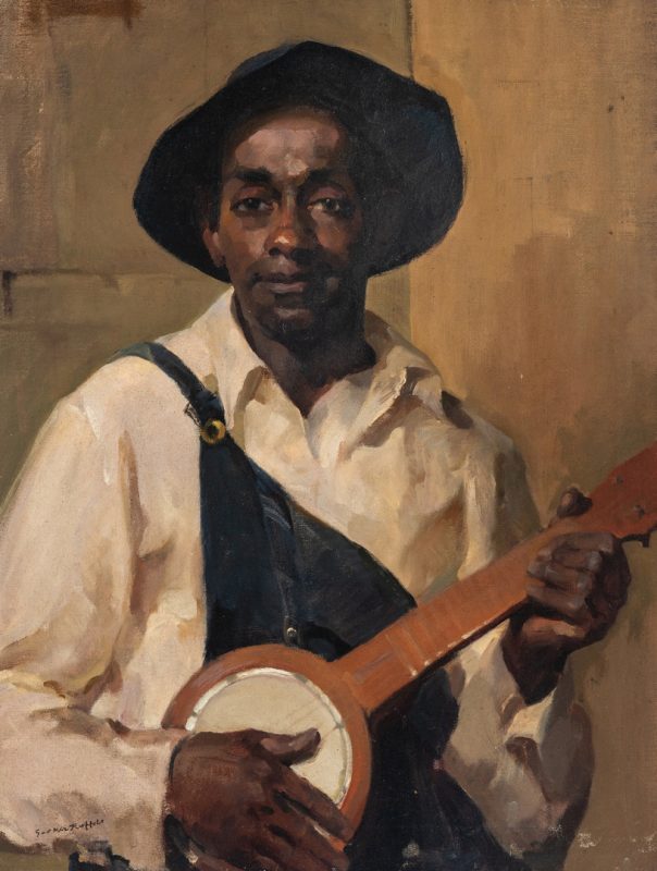 Lot 120: Gaspare Ruffalo, O/C, African American Banjo Player