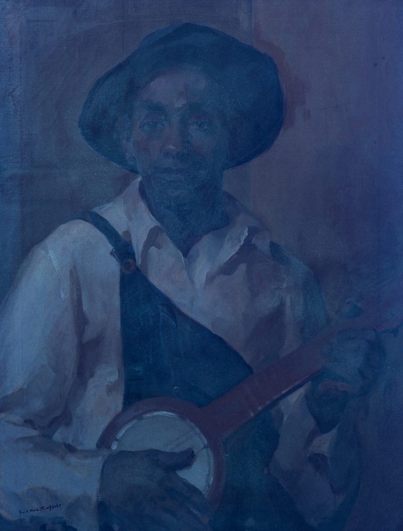 Lot 120: Gaspare Ruffalo, O/C, African American Banjo Player
