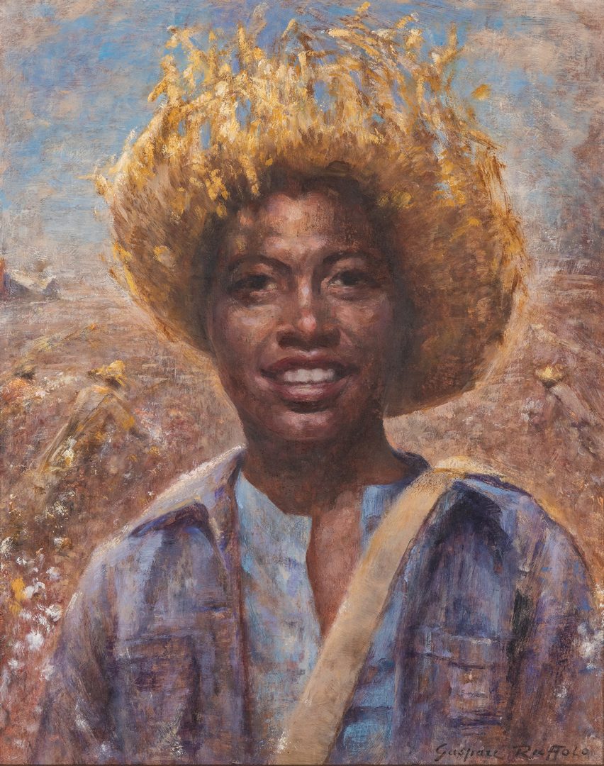 Lot 121: Gaspare Ruffalo, O/B, African American Young Man w/ Straw Hat