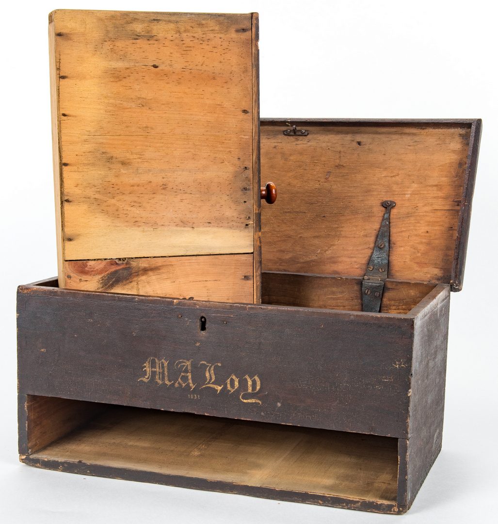 Lot 124: 3 19th c. Wood Boxes & Foot Warmer
