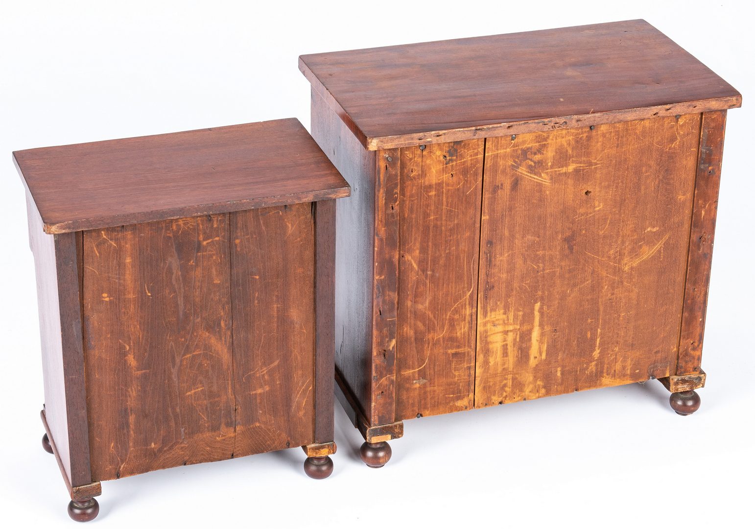 Lot 127: 2 Mid Atlantic Miniature Classical Chests of Drawers