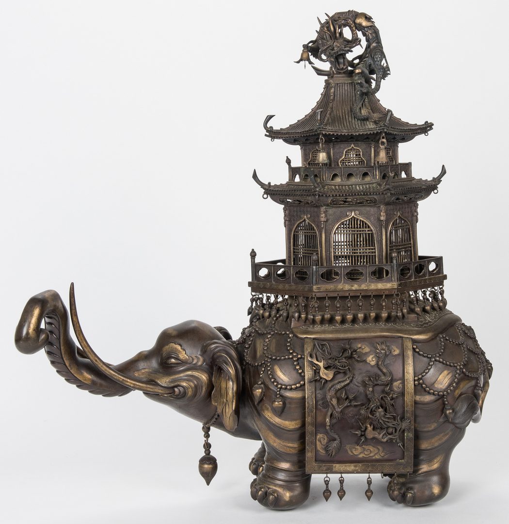 Lot 12: Japanese Bronze Elephant Pagoda Incense Burner