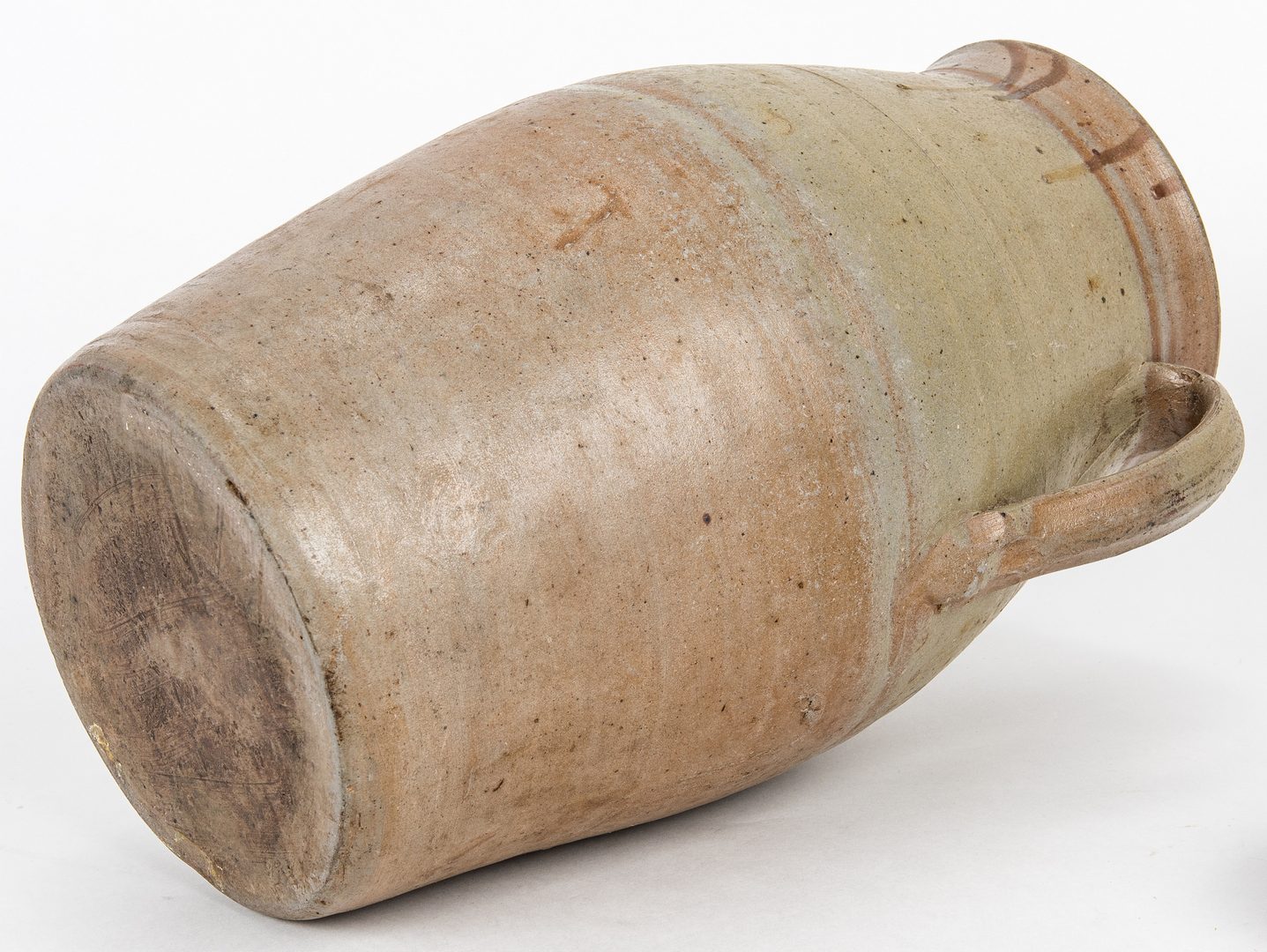 Lot 146: Middle TN Stoneware Churn, Bottle and Pitcher – 3 pcs