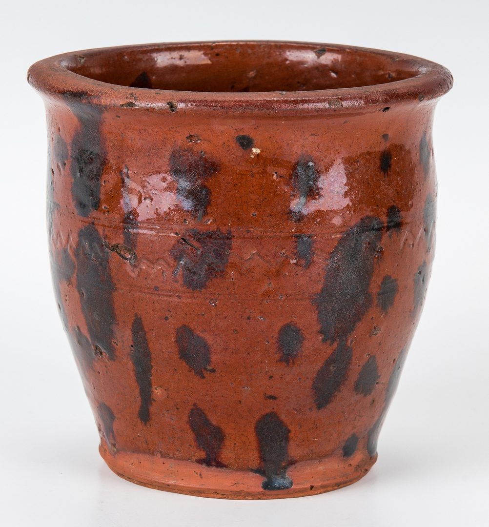 Lot 152: East TN Earthenware Cream Pot, Manganese Decorated, Exhibited