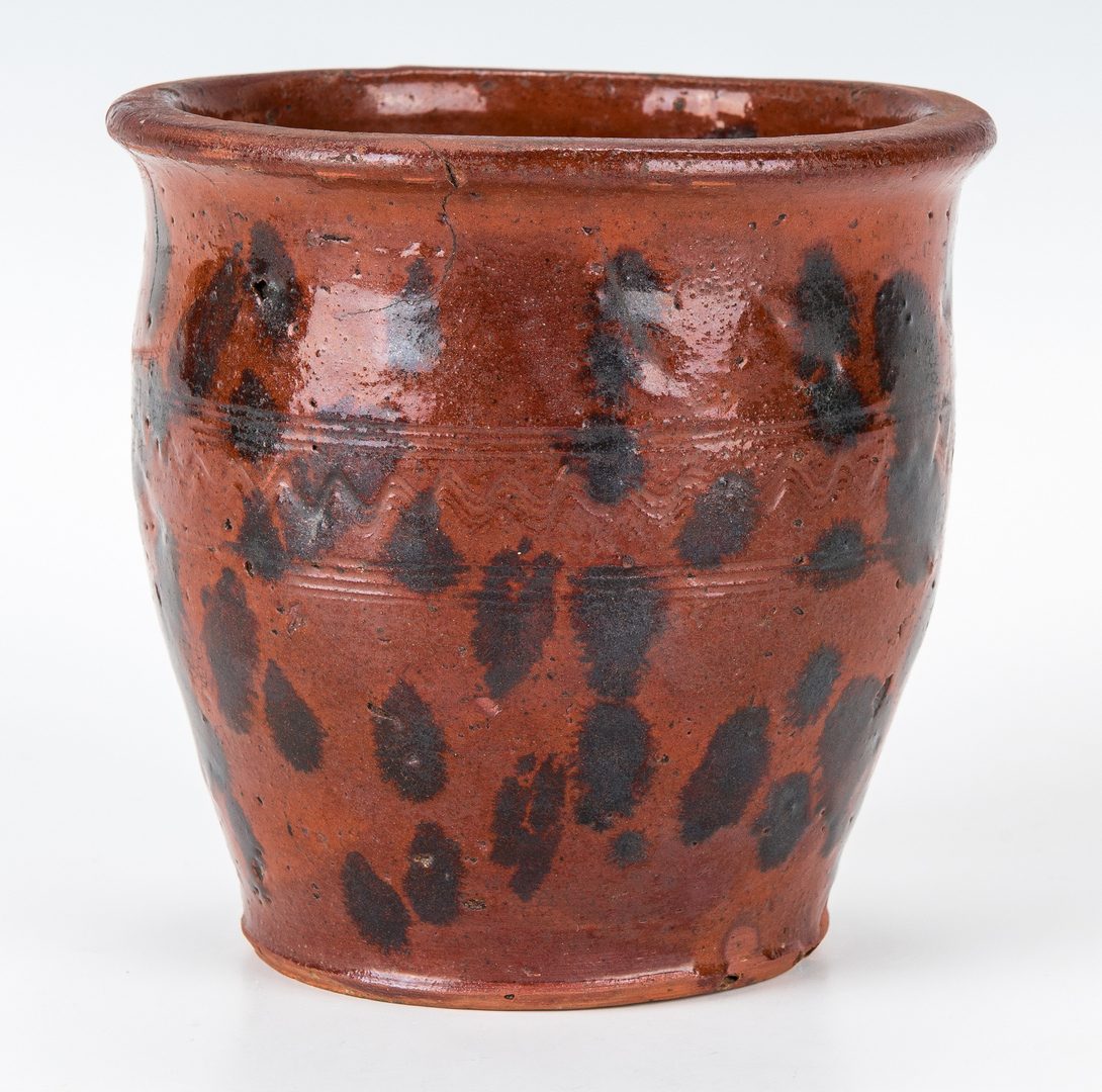 Lot 152: East TN Earthenware Cream Pot, Manganese Decorated, Exhibited