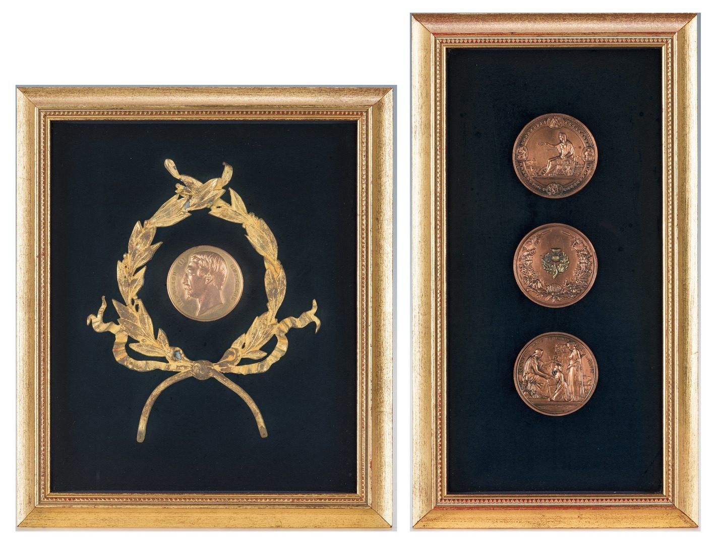 Lot 169: 4 Medallions in 2 Frames, incl. Wyon 1851 Exhibition