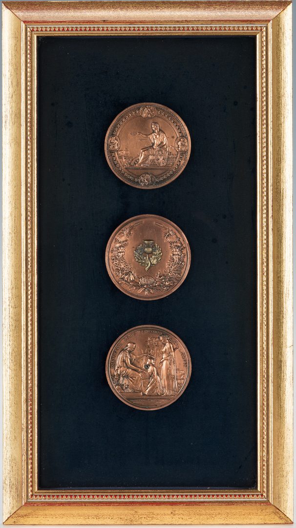 Lot 169: 4 Medallions in 2 Frames, incl. Wyon 1851 Exhibition
