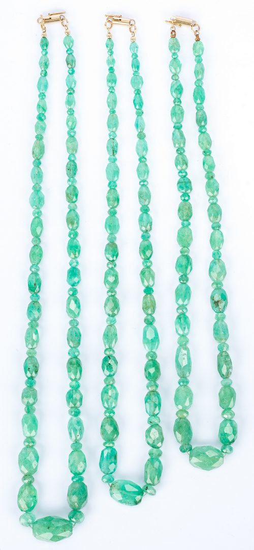 Lot 173: Triple Strand Emerald Necklace