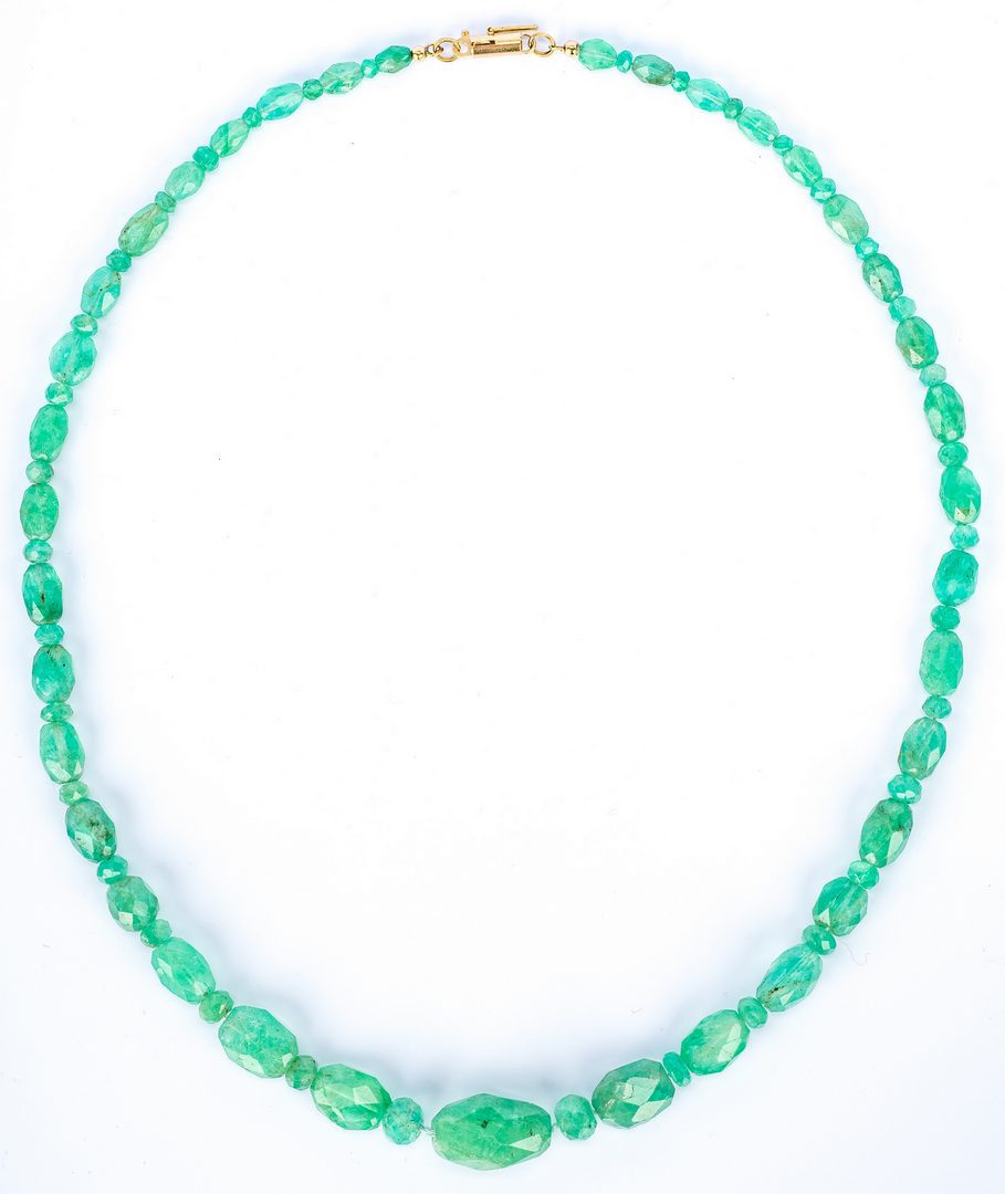 Lot 173: Triple Strand Emerald Necklace